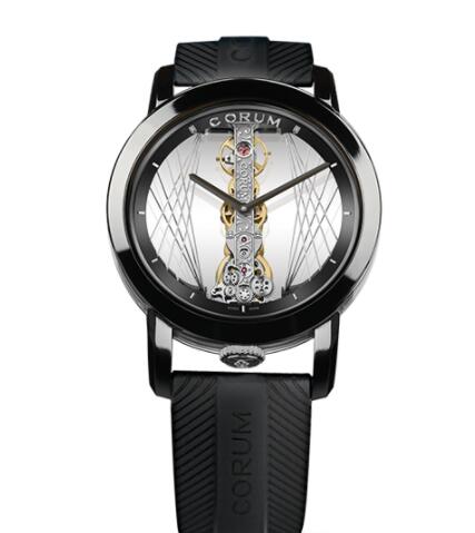 Copy Corum Golden Bridge 43 Titanium DLC Art Deco Watch B113/03952 - 113.955.95/F371 CA59G